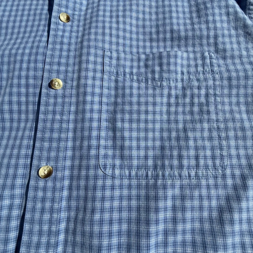 LL Bean Mens Large Tall Blue Plaid Button Down Shirt 100% Cotton Long Sleeve - Picture 4 of 13